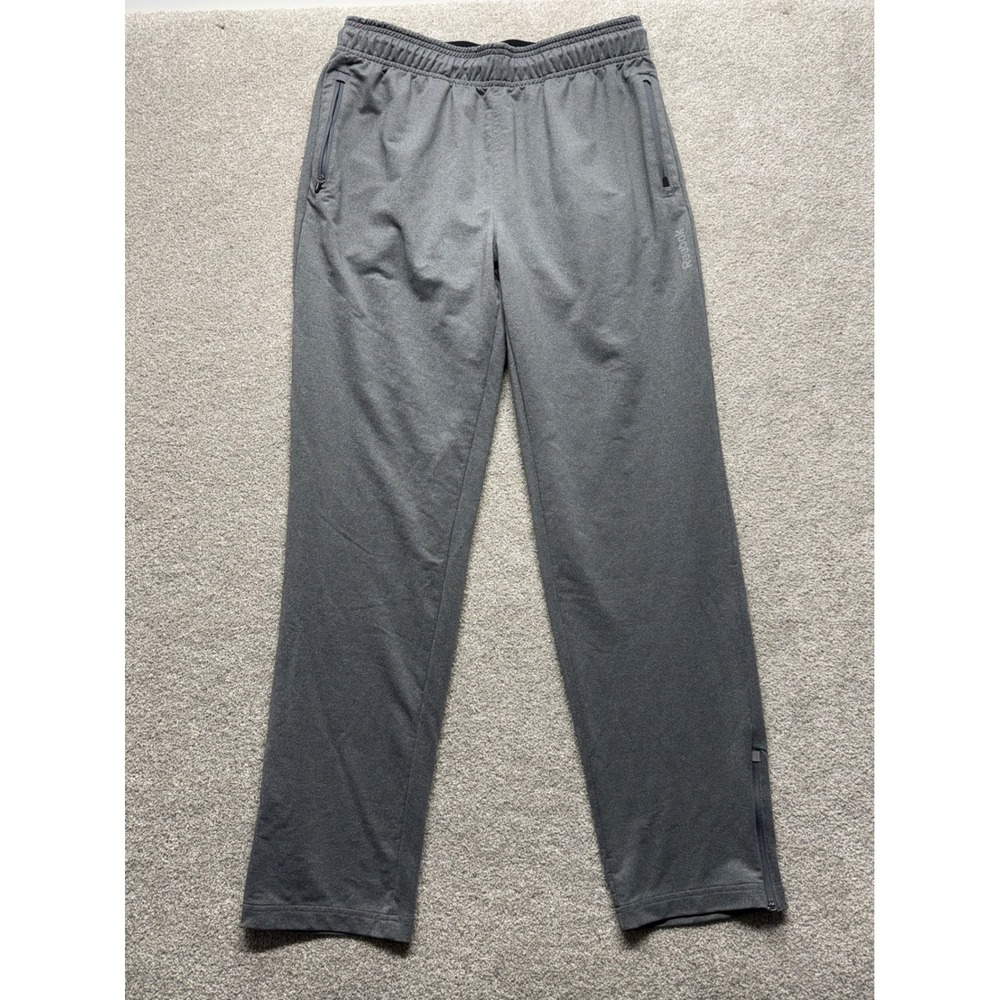 Reebok Mens Athletic Track Pants Joggers Gray M Zip‎ Ankle Pockets